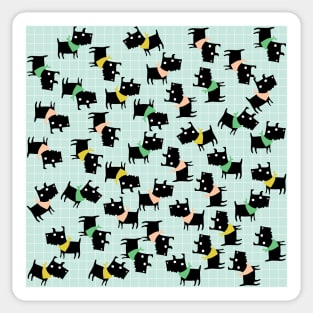 Cute Dogs Pattern on Blue Background Sticker